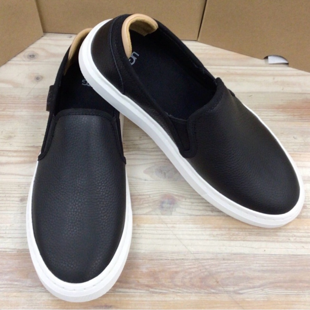 UGG Black and White Platform Slip-Ons